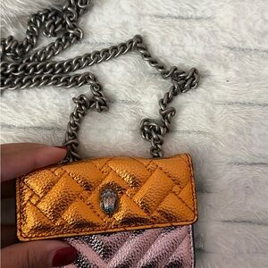 Kurt Geiger Orange and Pink Quilted Chain Bag